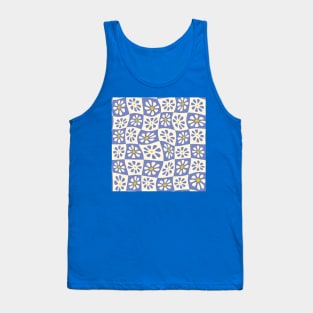 Periwinkle Wavy Floral Checkers Tank Top